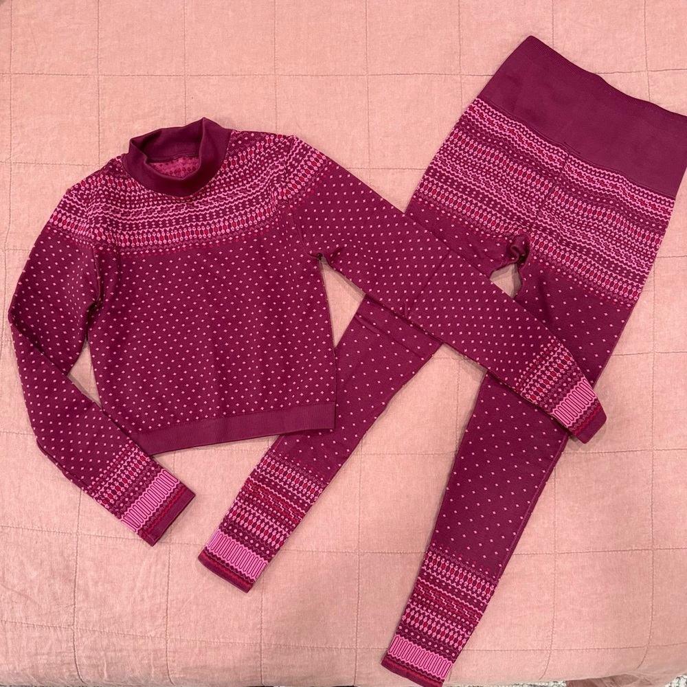 Stylish Pink Knit Sweater and Leggings Set